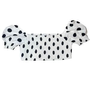 Petal and Pup puff sleeve off the shoulder crop top cotton shirt women's sz 12